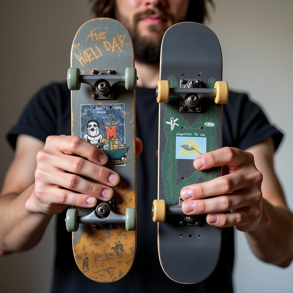 Skateboarder Choosing Deck 