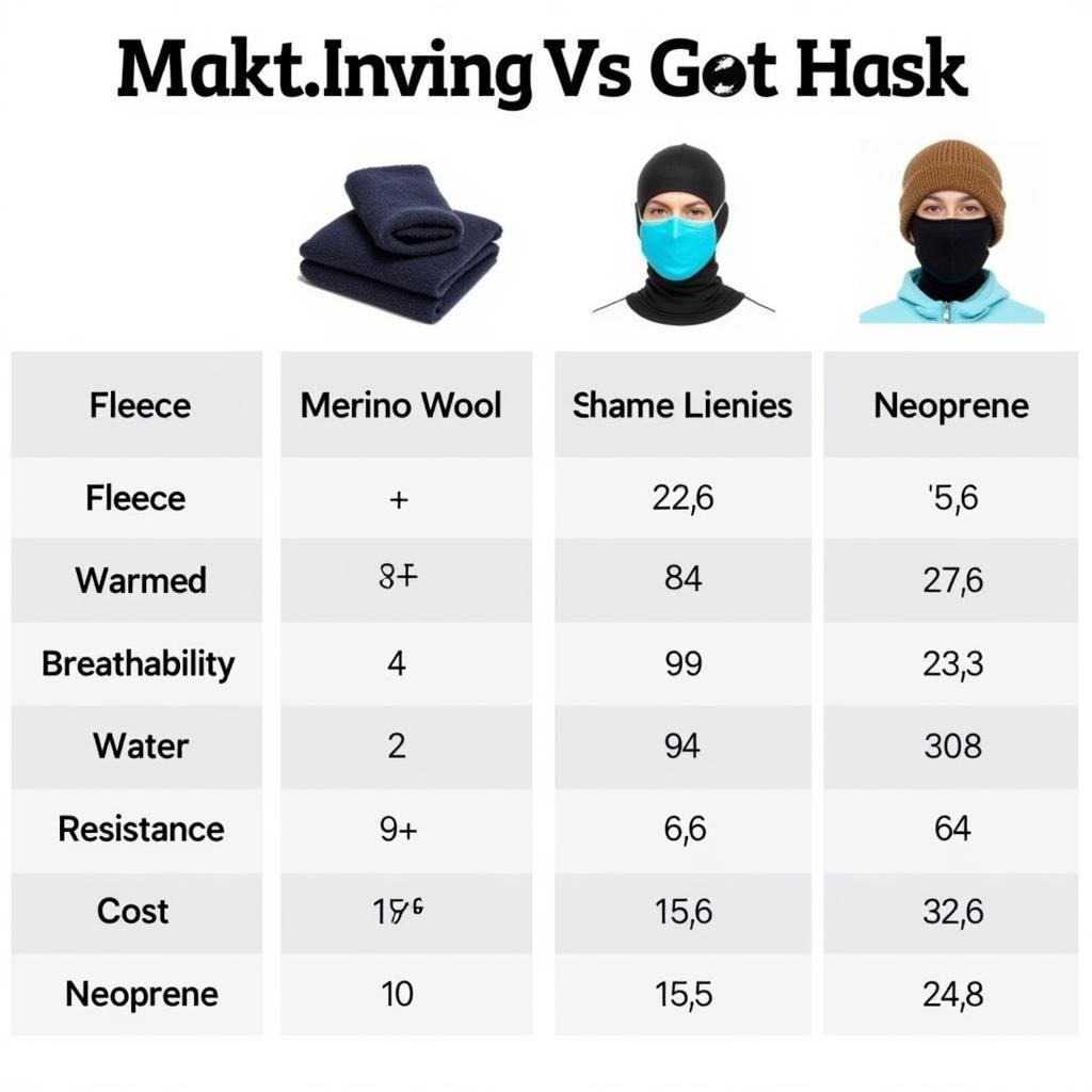 Ski Mask Materials Comparison Chart