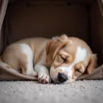 Sleeping Puppy in Crate