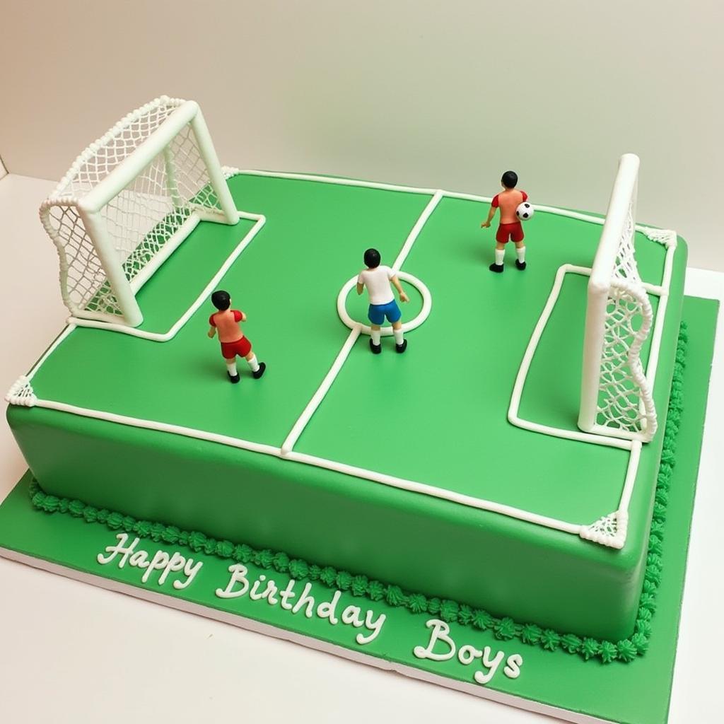 Soccer Field Cake with Edible Figures