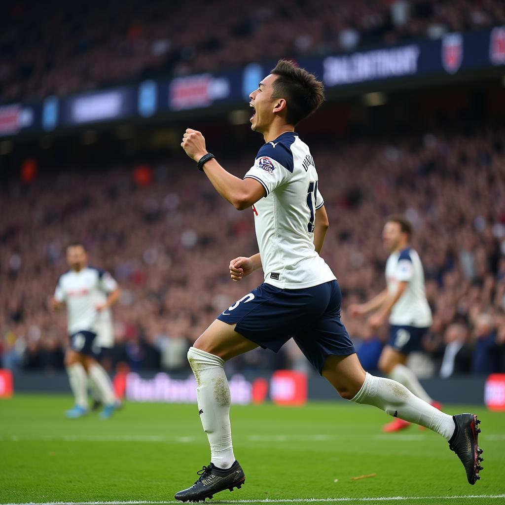 Son Heung-min celebrates a goal for Tottenham Hotspur