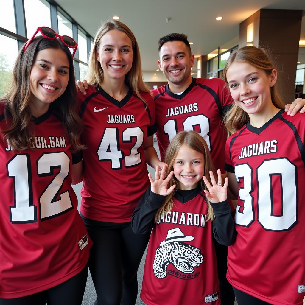 South Alabama Jaguars fans wearing jerseys