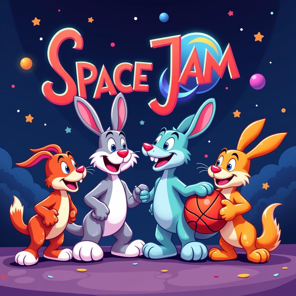 Space Jam website design with SVG characters