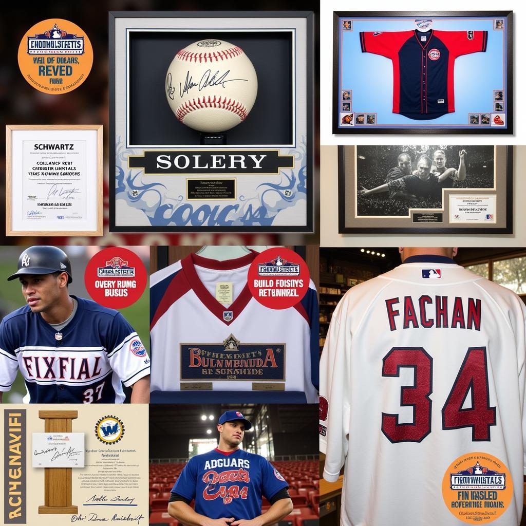 Sports memorabilia collection featuring Schwartz authenticated items