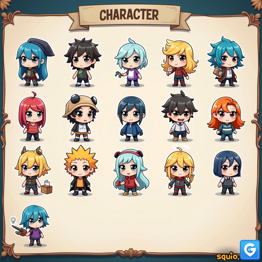 Squiddy G character selection screen