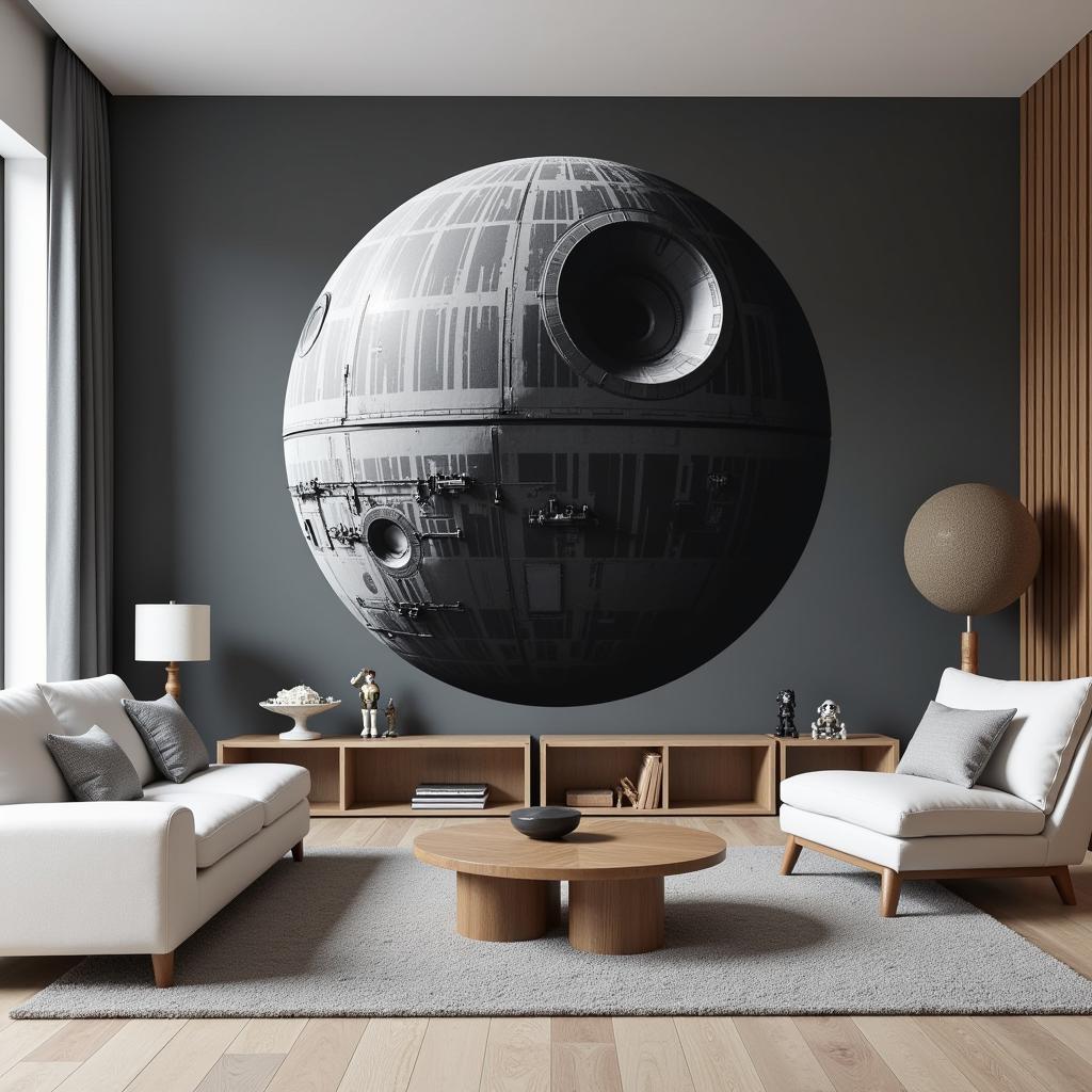 Star Wars themed living room with wall decor