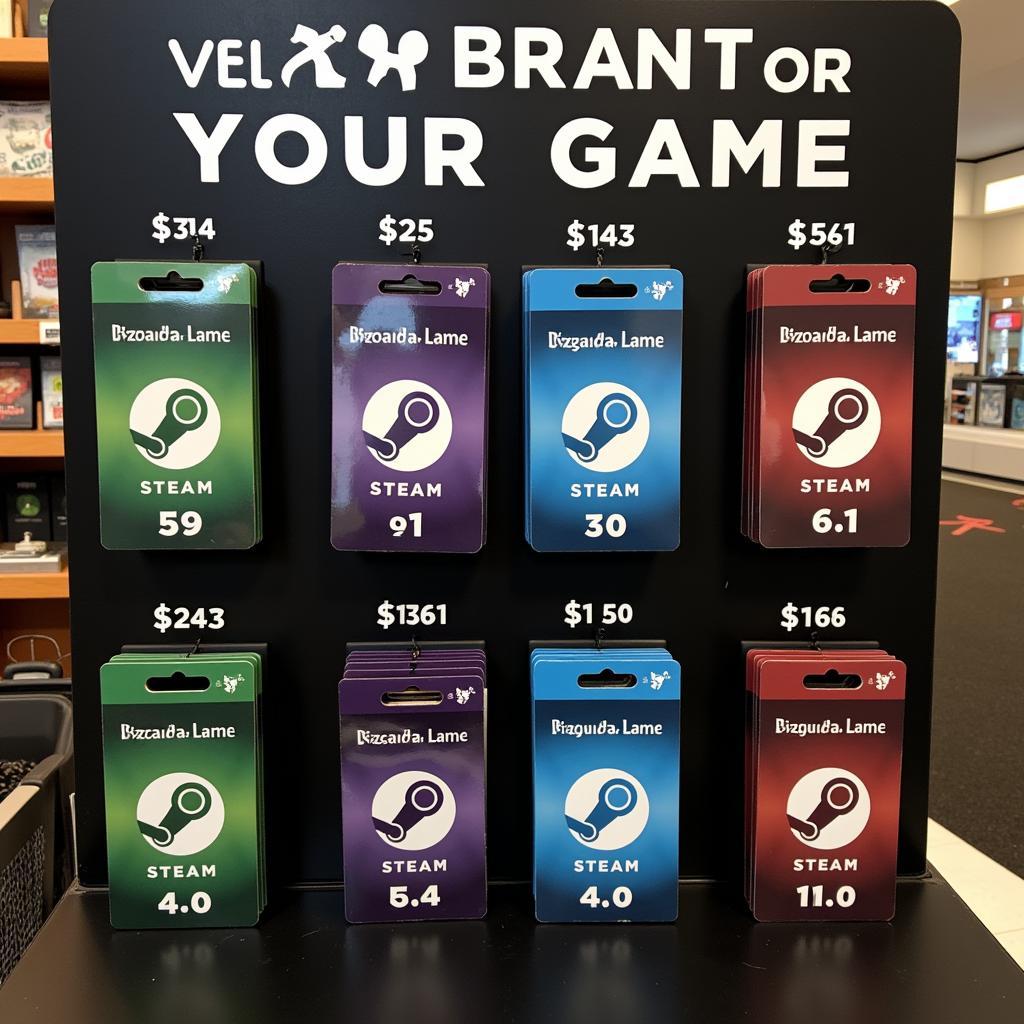 Steam Gift Cards on Display