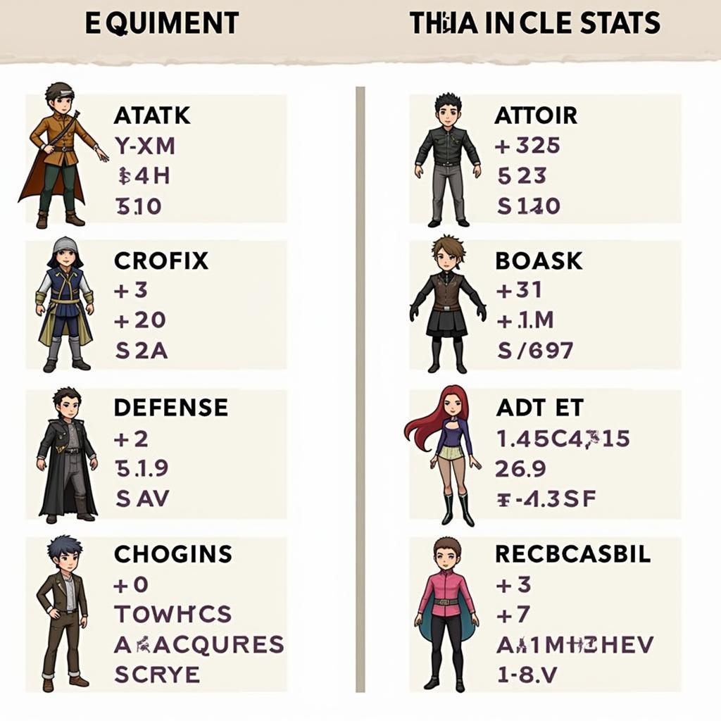 Character Stats and Equipment Comparison