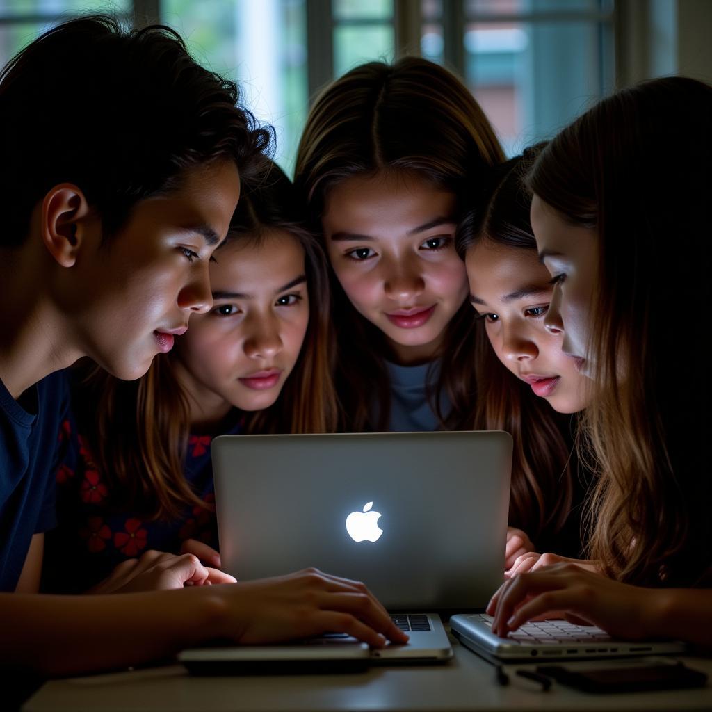 Students playing canvas games on their laptops