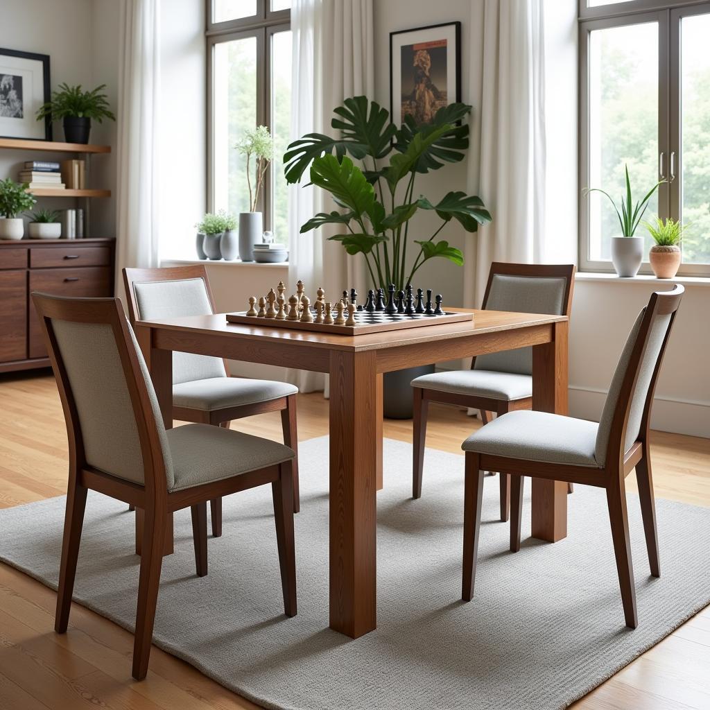 Stylish Chess Table and Chairs Set