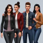 Sims sporting various stylish jackets