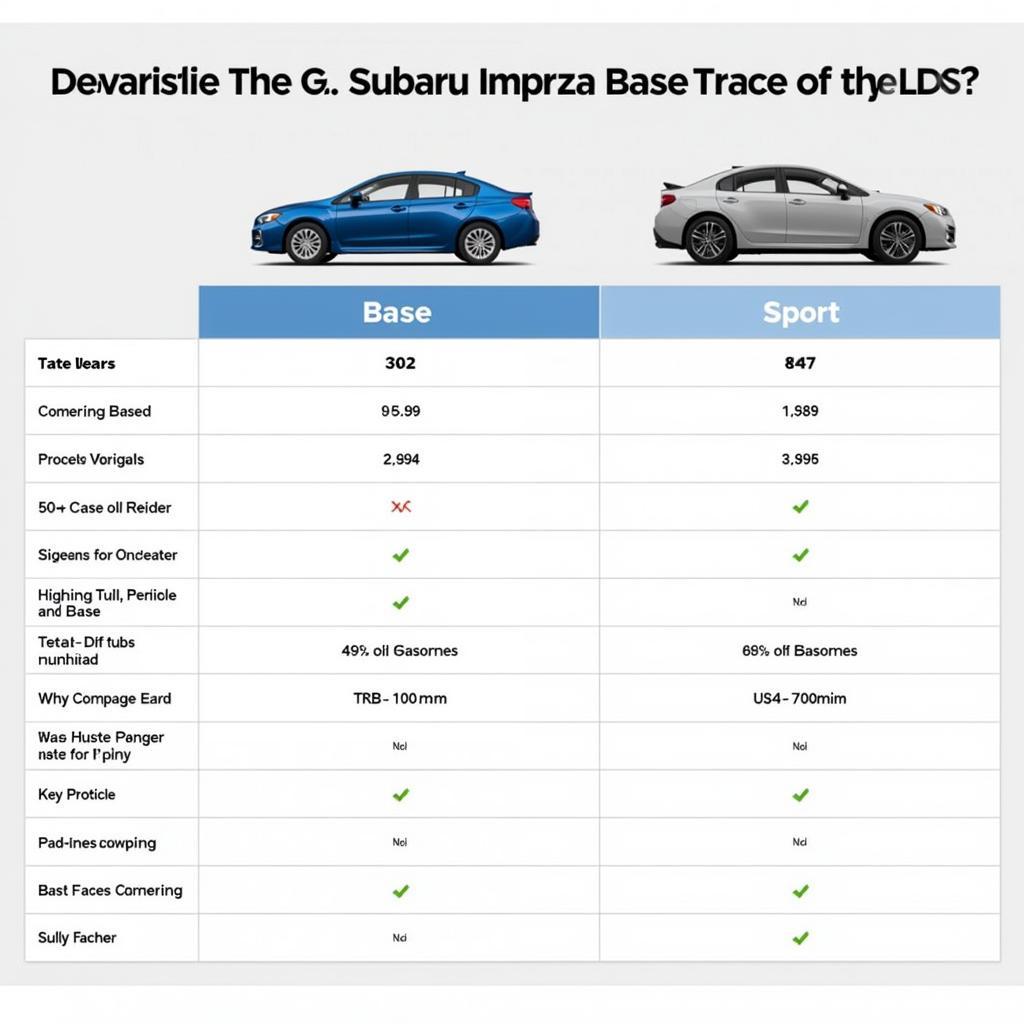 Subaru Impreza Models Comparison