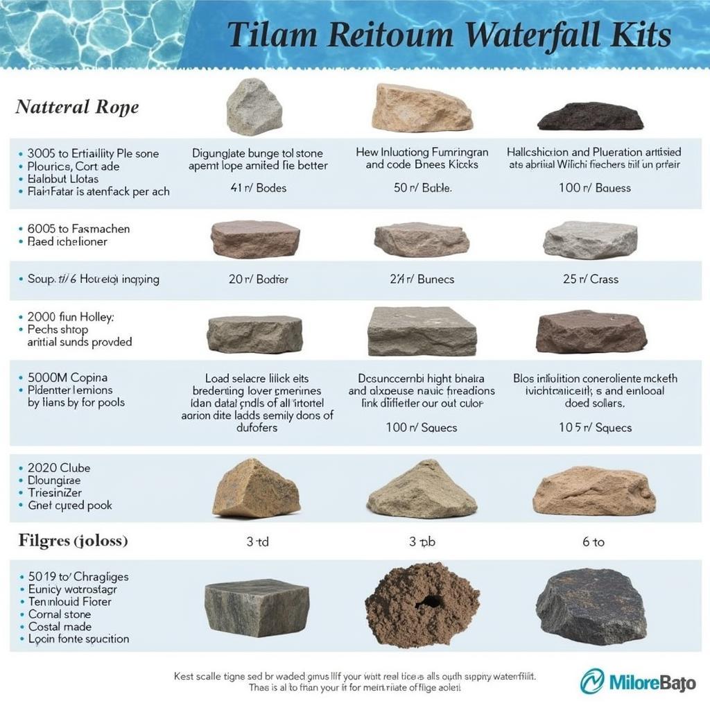 Different materials for swimming pool waterfall kits