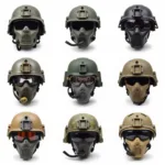 Different types of tactical helmet masks