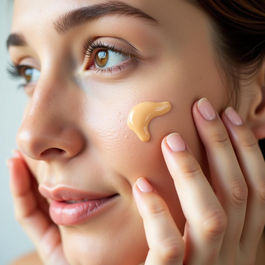 Woman applying tallow foundation