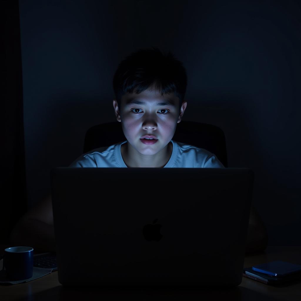 Teenager Using Computer