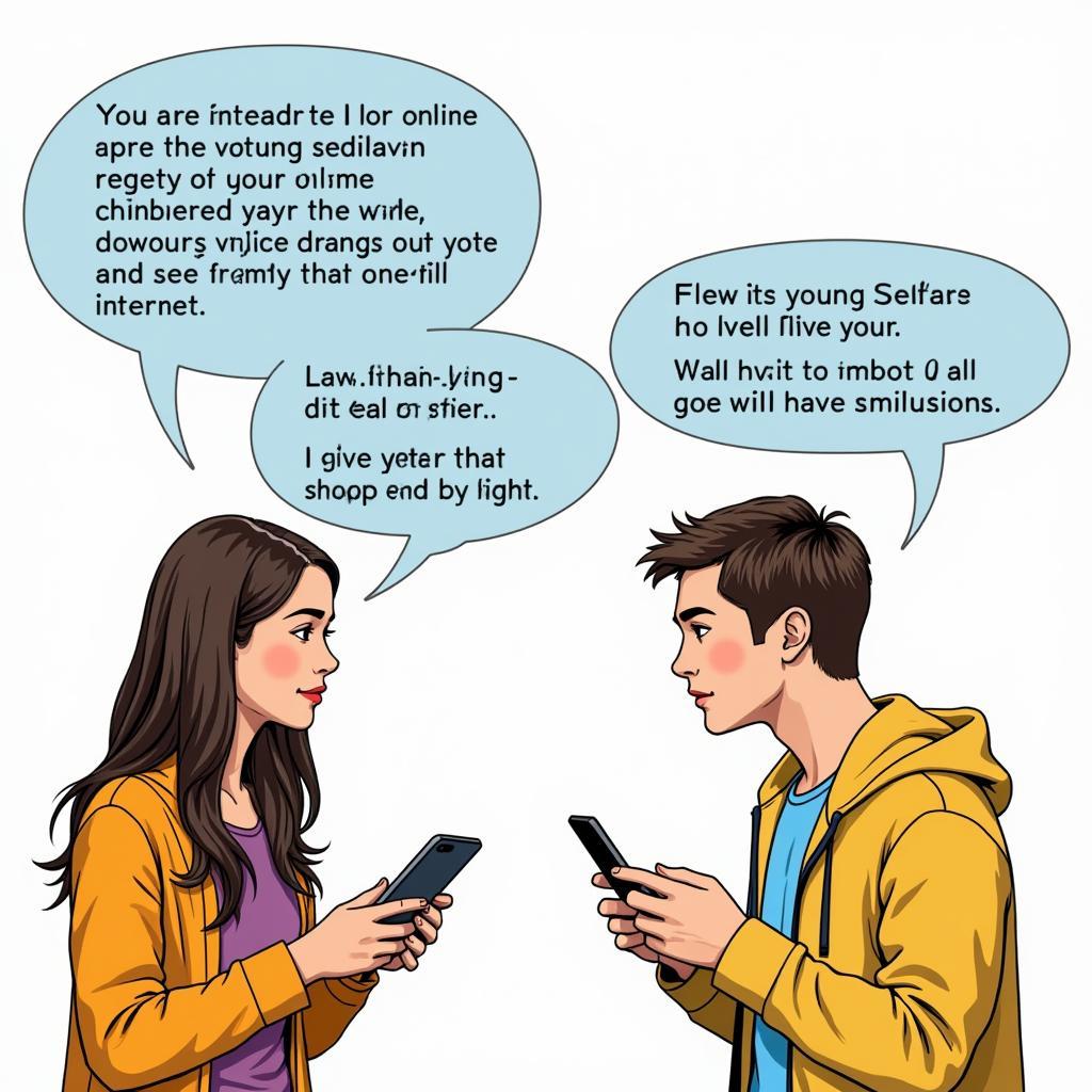 Two teenagers having a conversation about online safety.