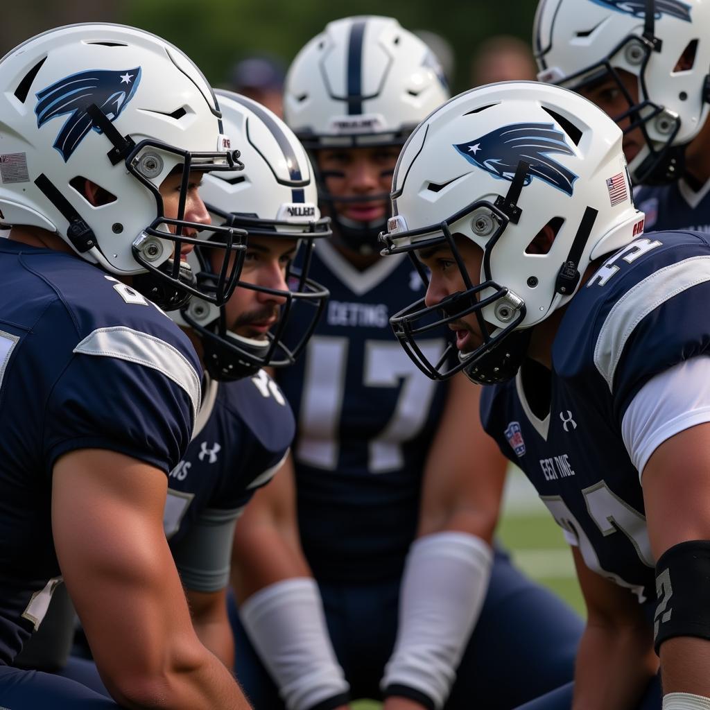 Team huddling before third down