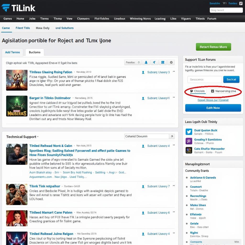 Online forum interface with Tilink branding