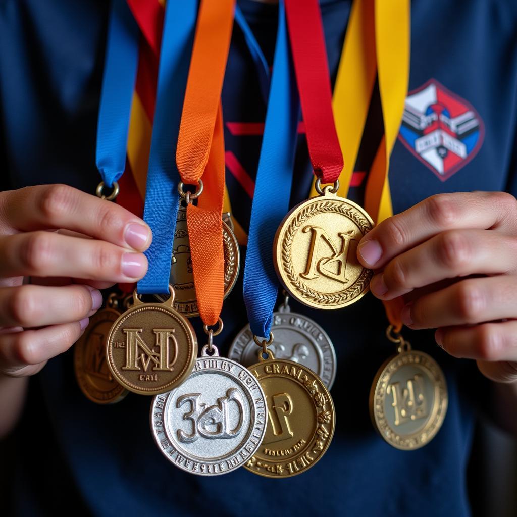 Gamer Displaying Tournament Medals