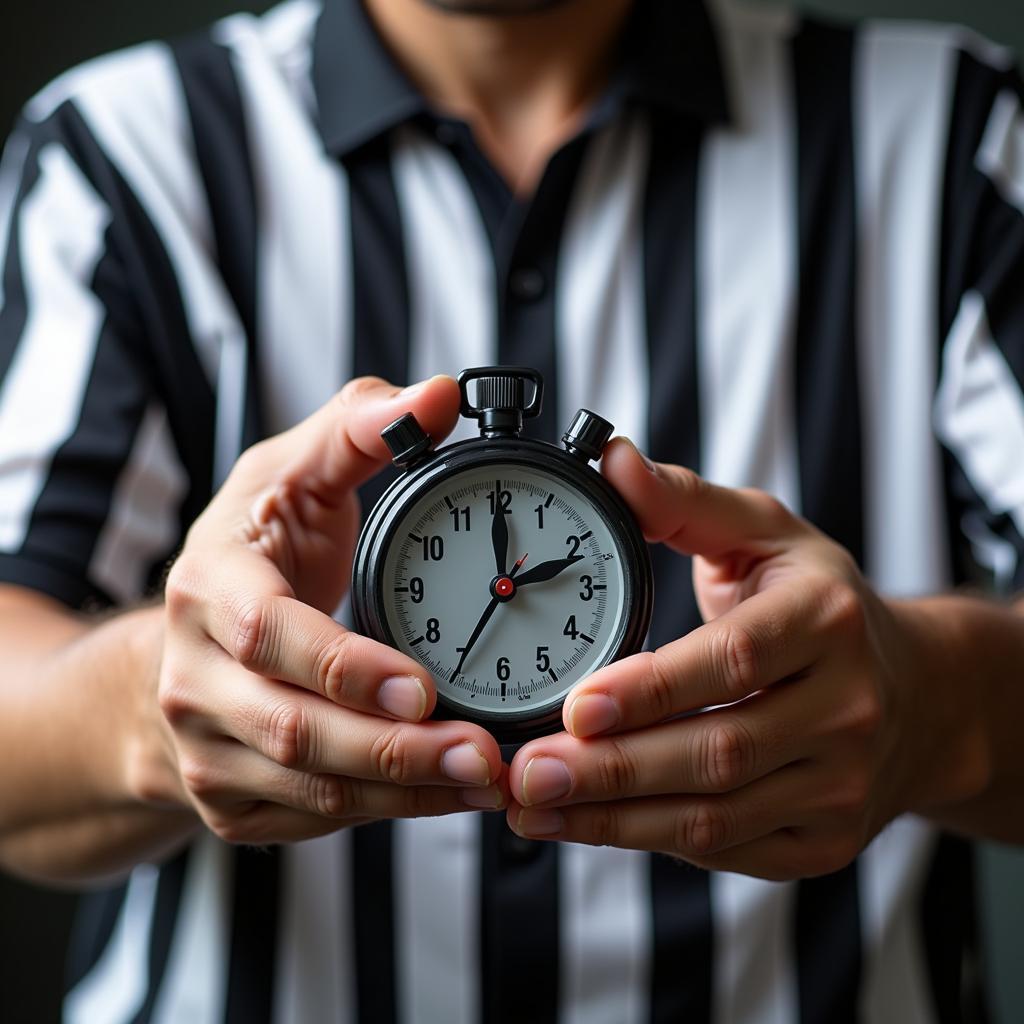 Referee Holding Stopwatch Timer