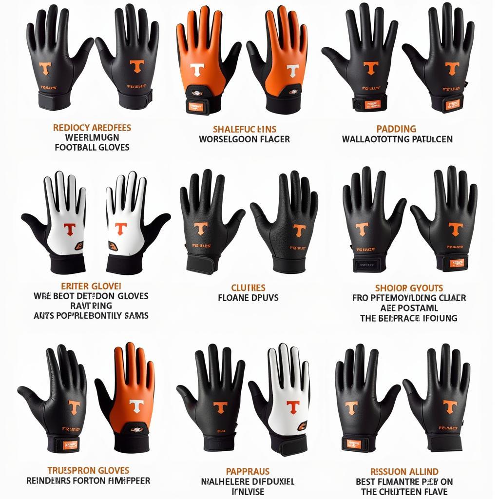 Different Types of UT Football Gloves with Varying Padding