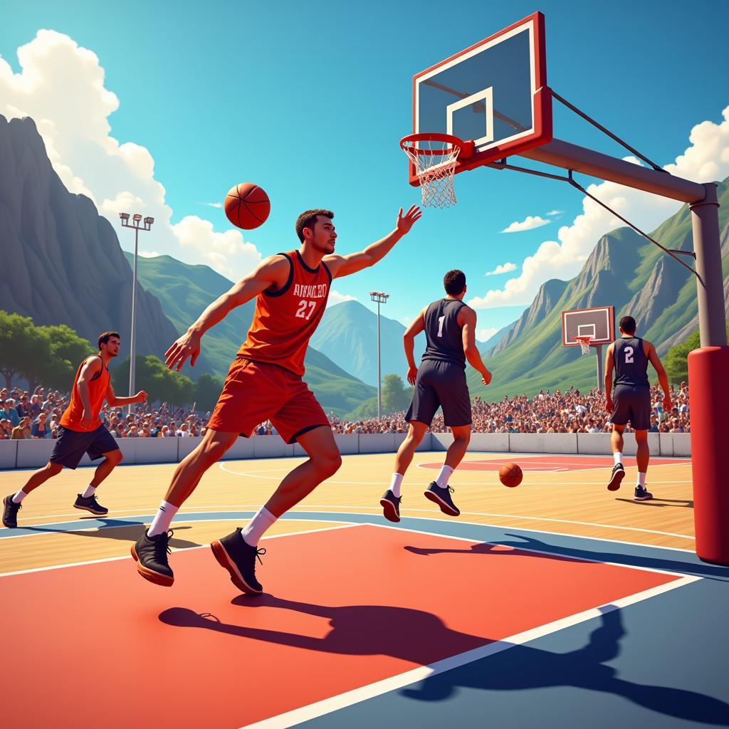 Action-packed gameplay of an unblocked basketball game