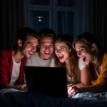 Fans watching unblocked world cup streaming on laptop