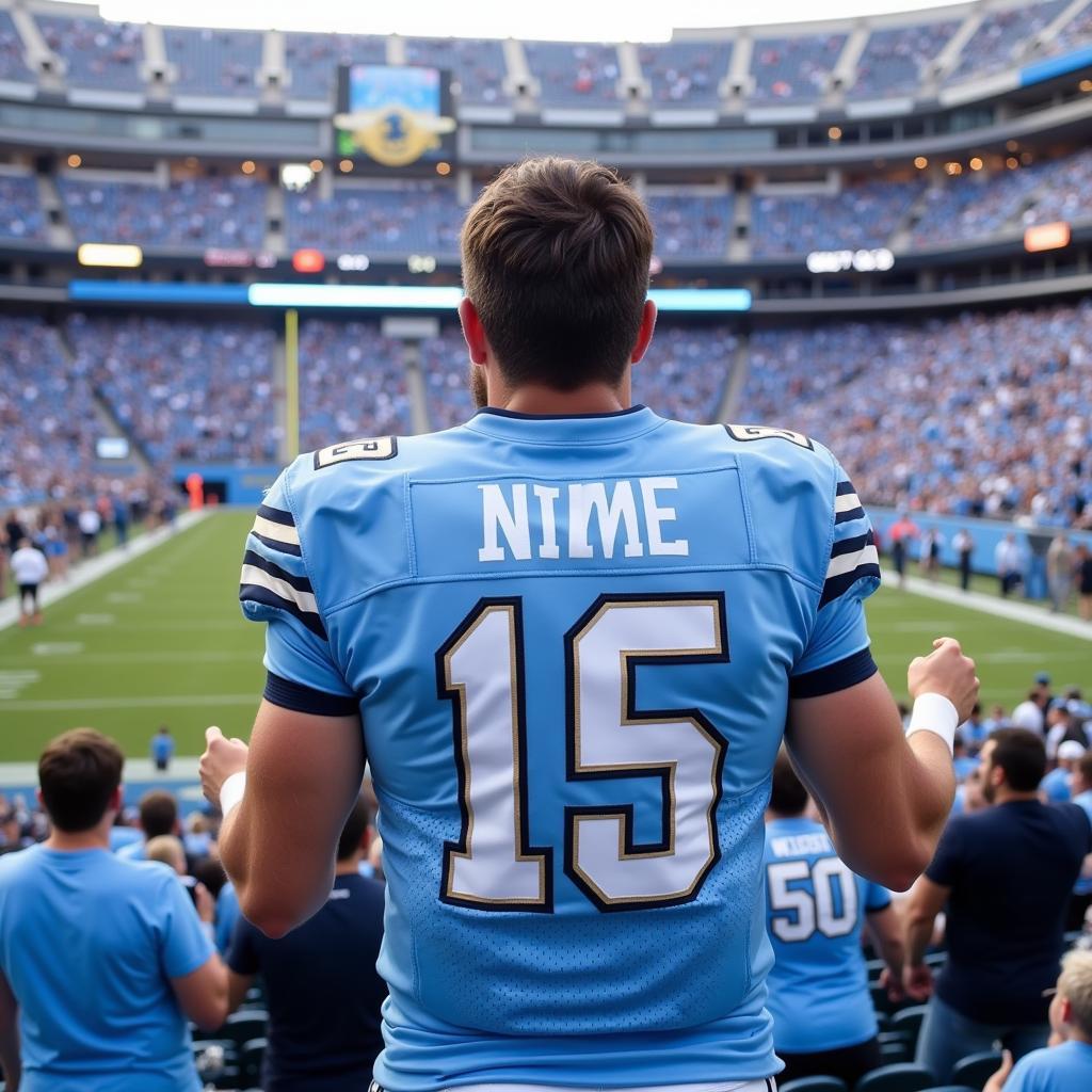 Cheering in a Custom UNC Jersey