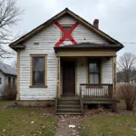 Red X on an Unsafe House
