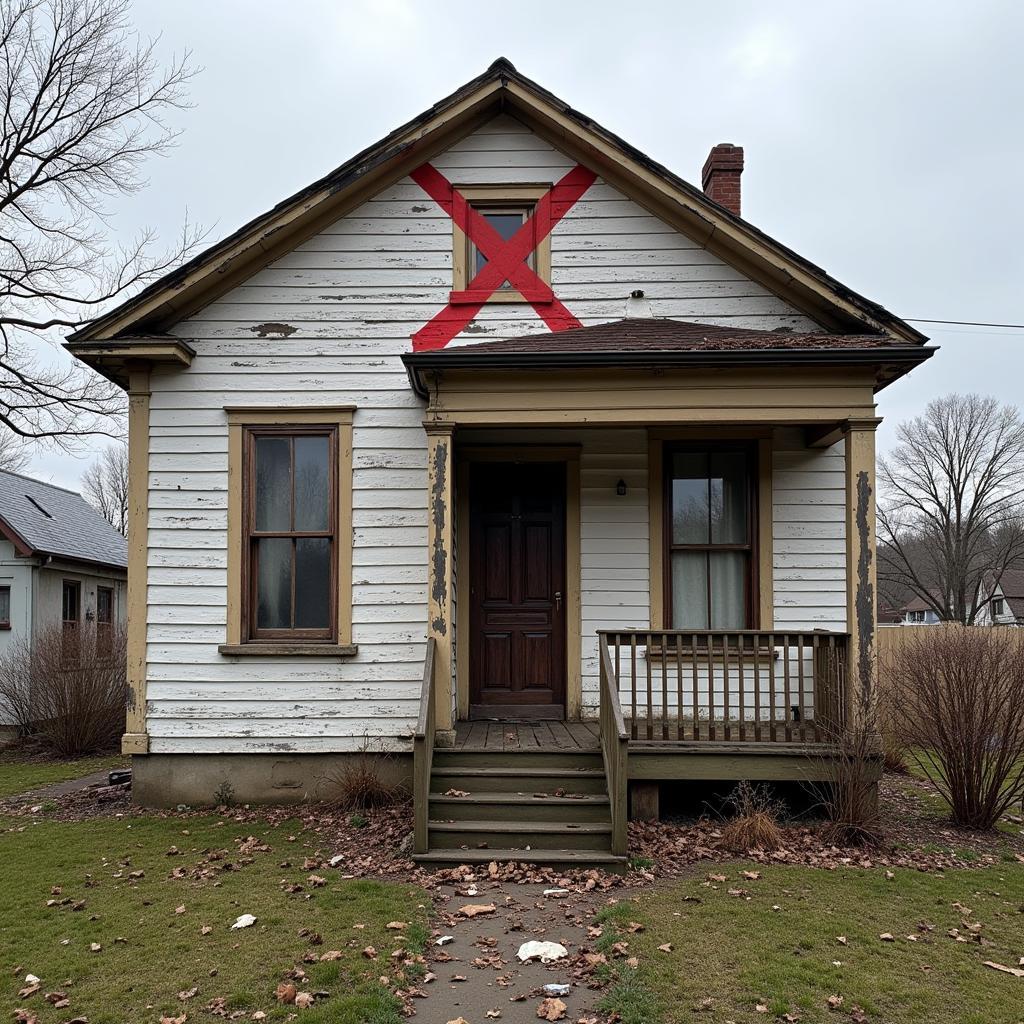 Red X on an Unsafe House