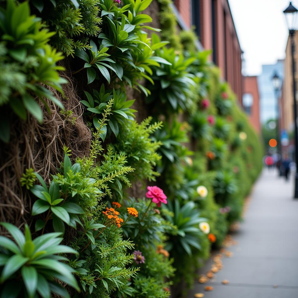 Urban Wall Covered in Lush Greenery