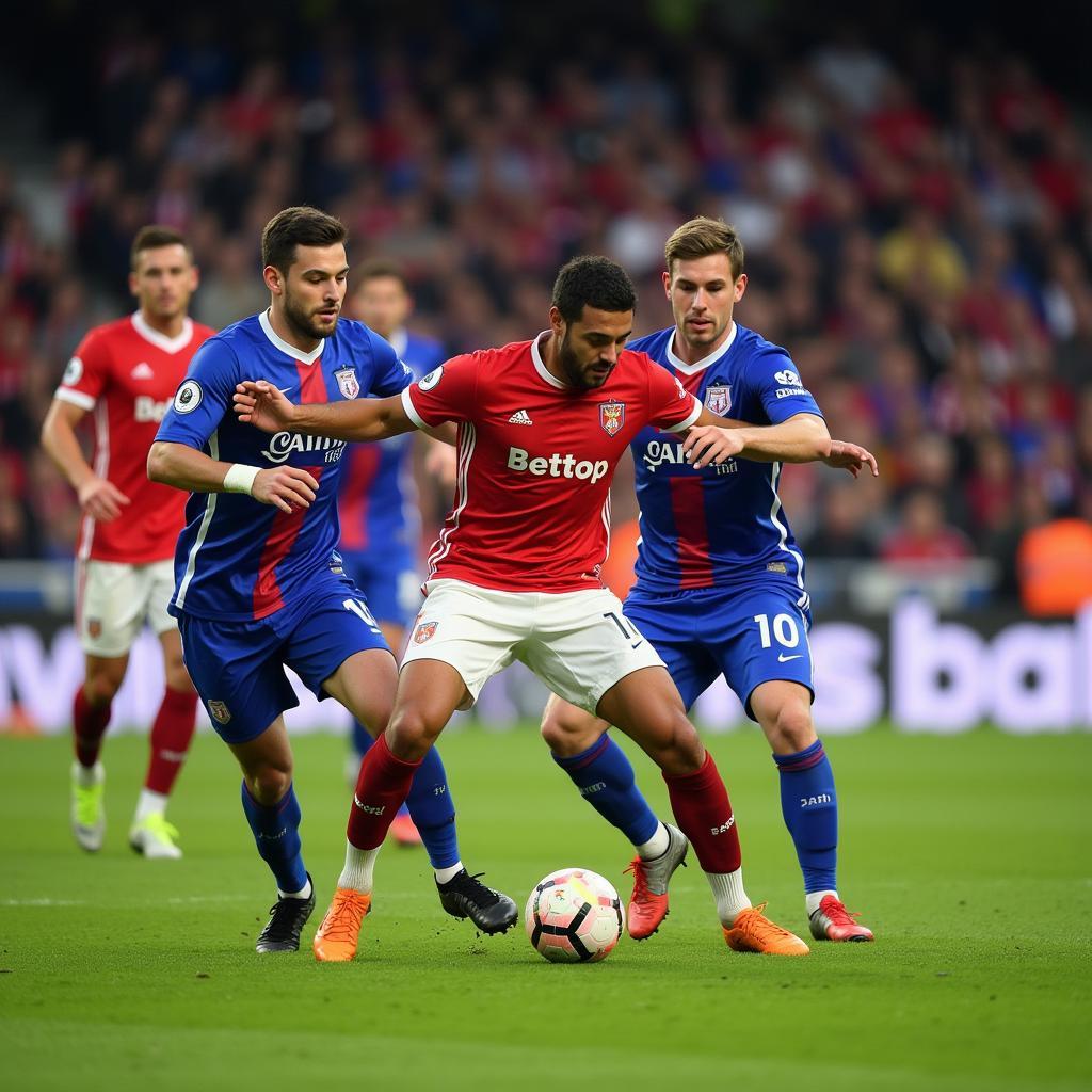 FC Utrecht and Feyenoord players battling for possession