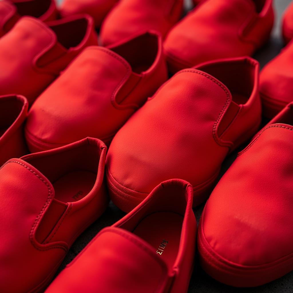 Red Vamp Shoes on Display