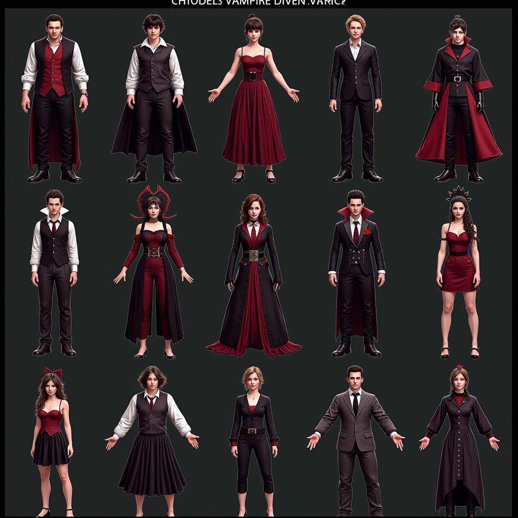 Vampire dress up game character selection screen