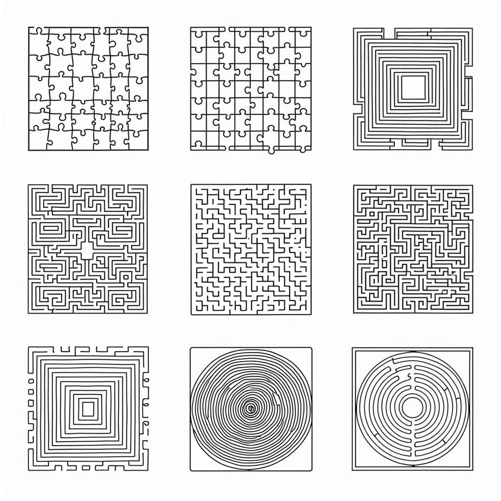 Variety of Black and White Puzzles