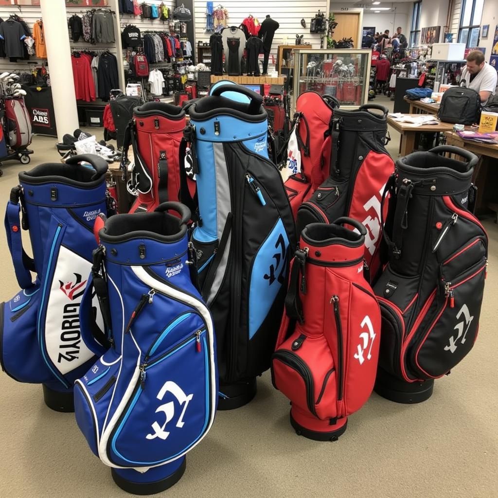 Different Styles of Golf Bags on Display