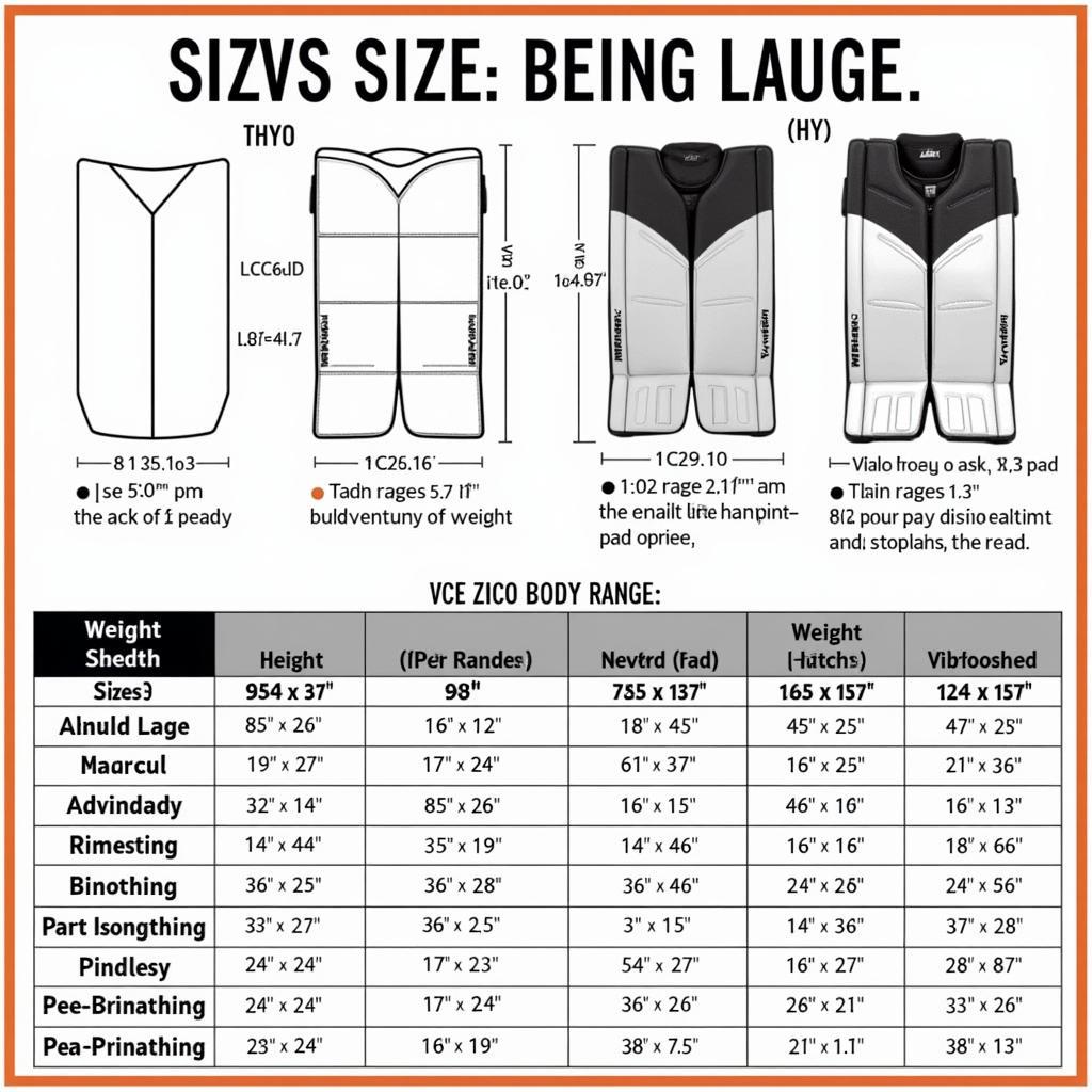 Vaughn V10 Goalie Pads Sizing Chart