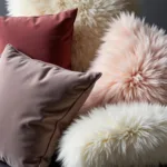 A collection of throw pillows in various luxurious fabrics like velvet, silk, and fur