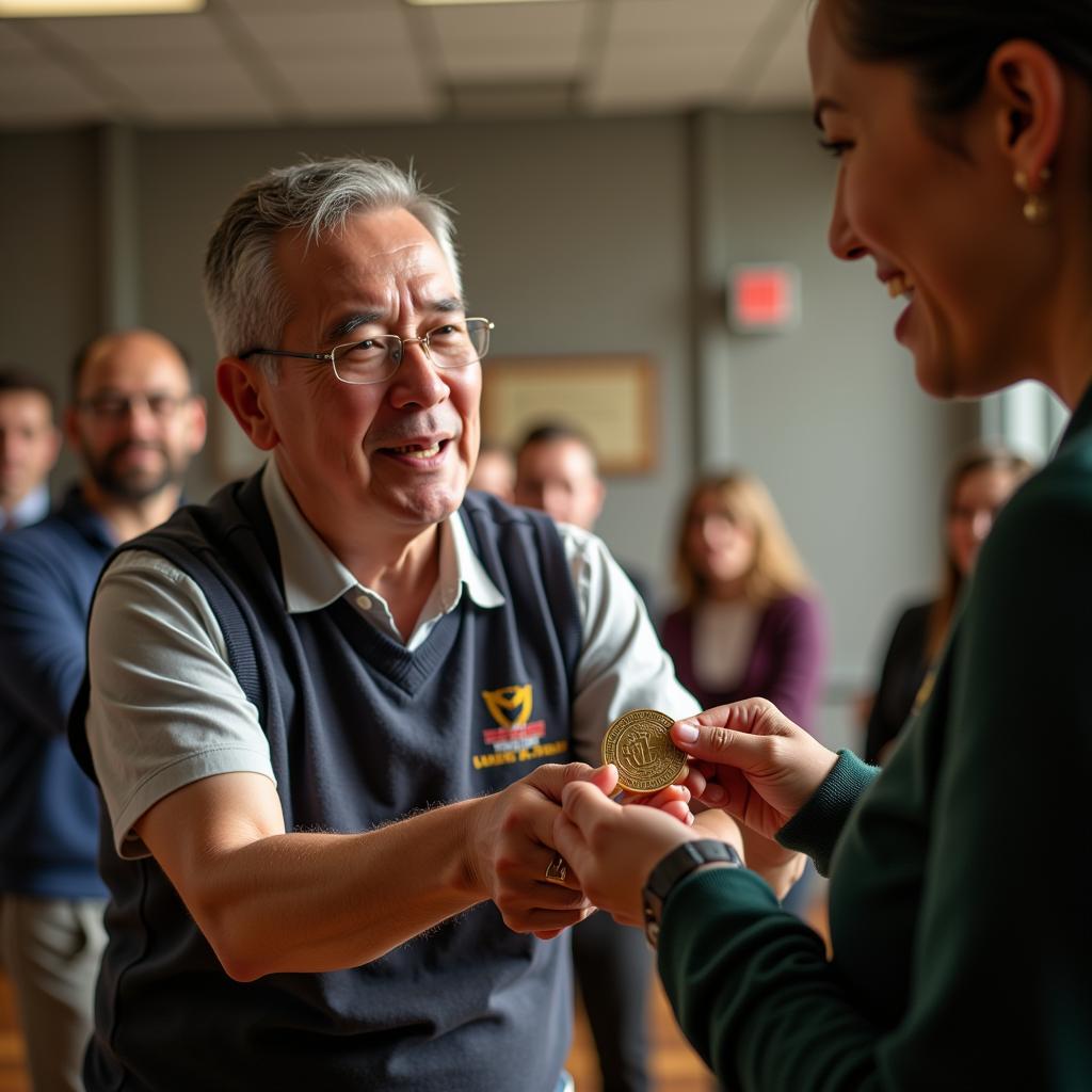 Veteran Receiving a Thank You for Your Service Coin