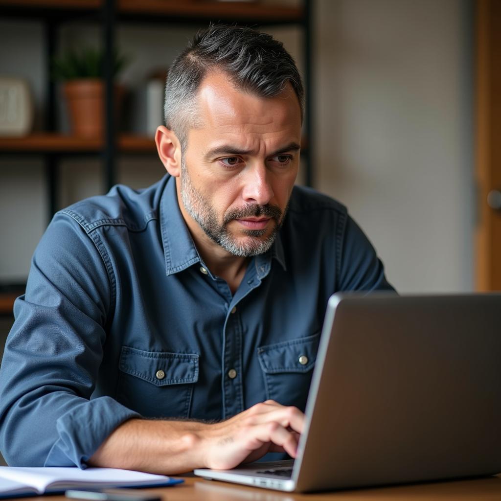 Veteran Working on Computer