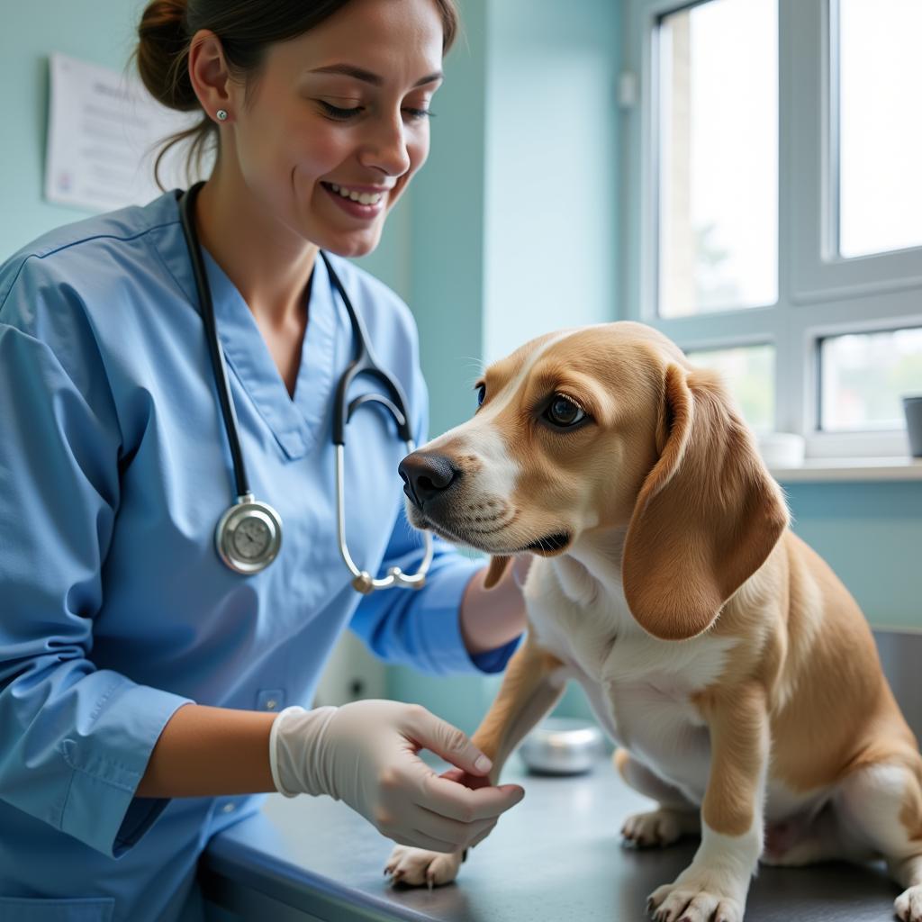 Veterinarian Performing a Check-Up on a Dog