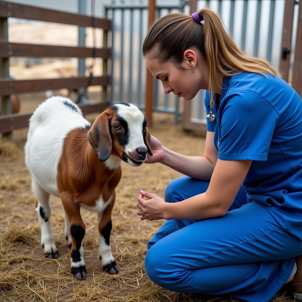  Veterinarian Providing Care to a Goat