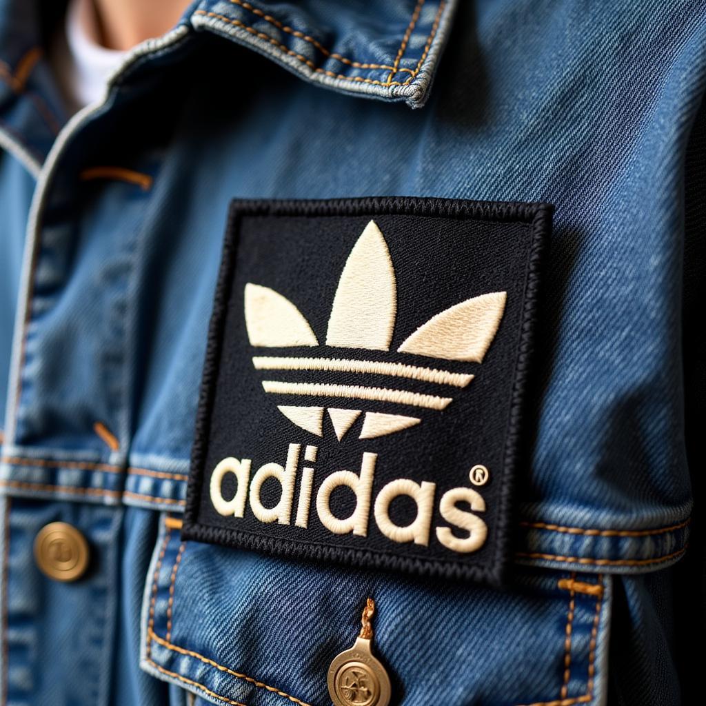 Vintage Adidas patch on a denim jacket