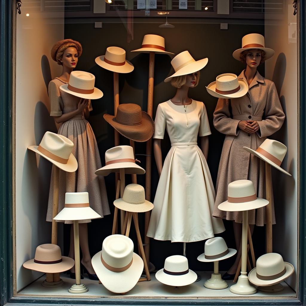 Vintage Shop Window Display of Hats