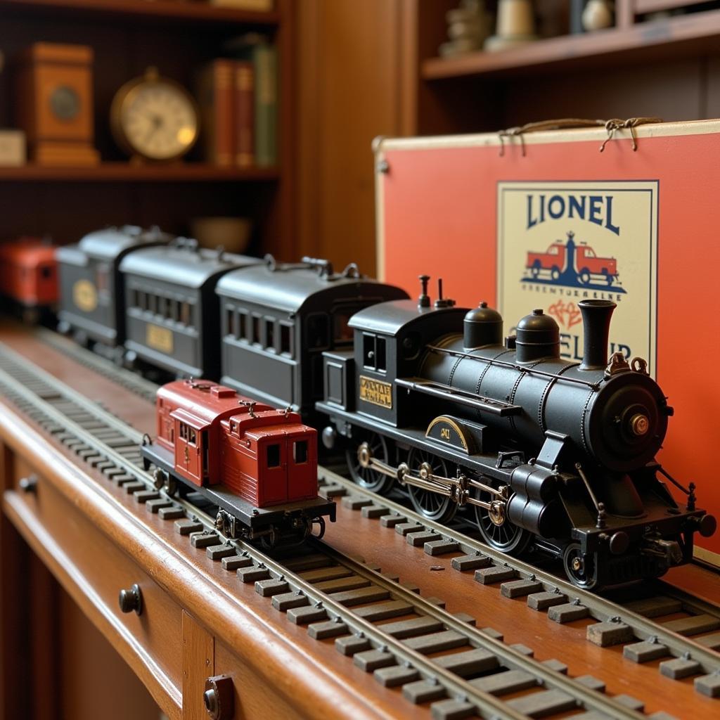 A vintage Lionel train set with its original box