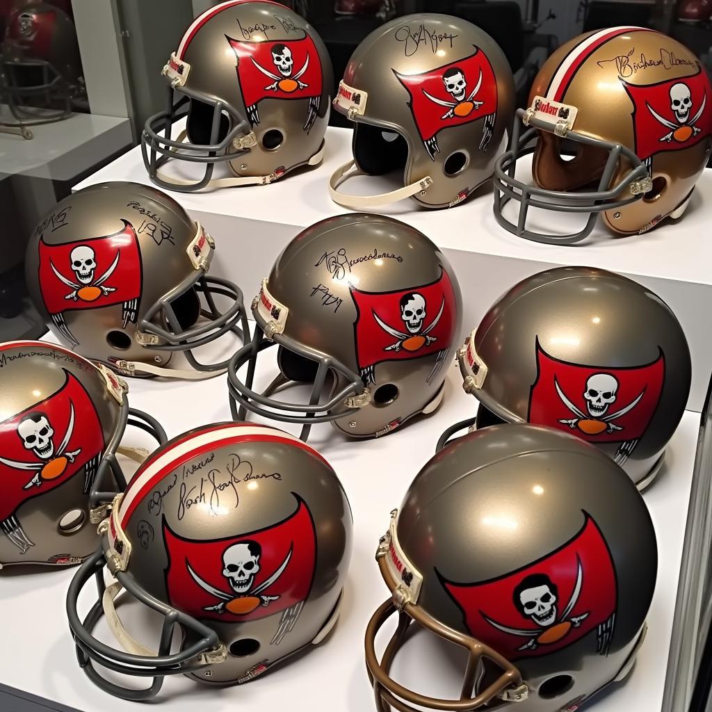 Collection of Vintage Tampa Bay Buccaneers Helmets