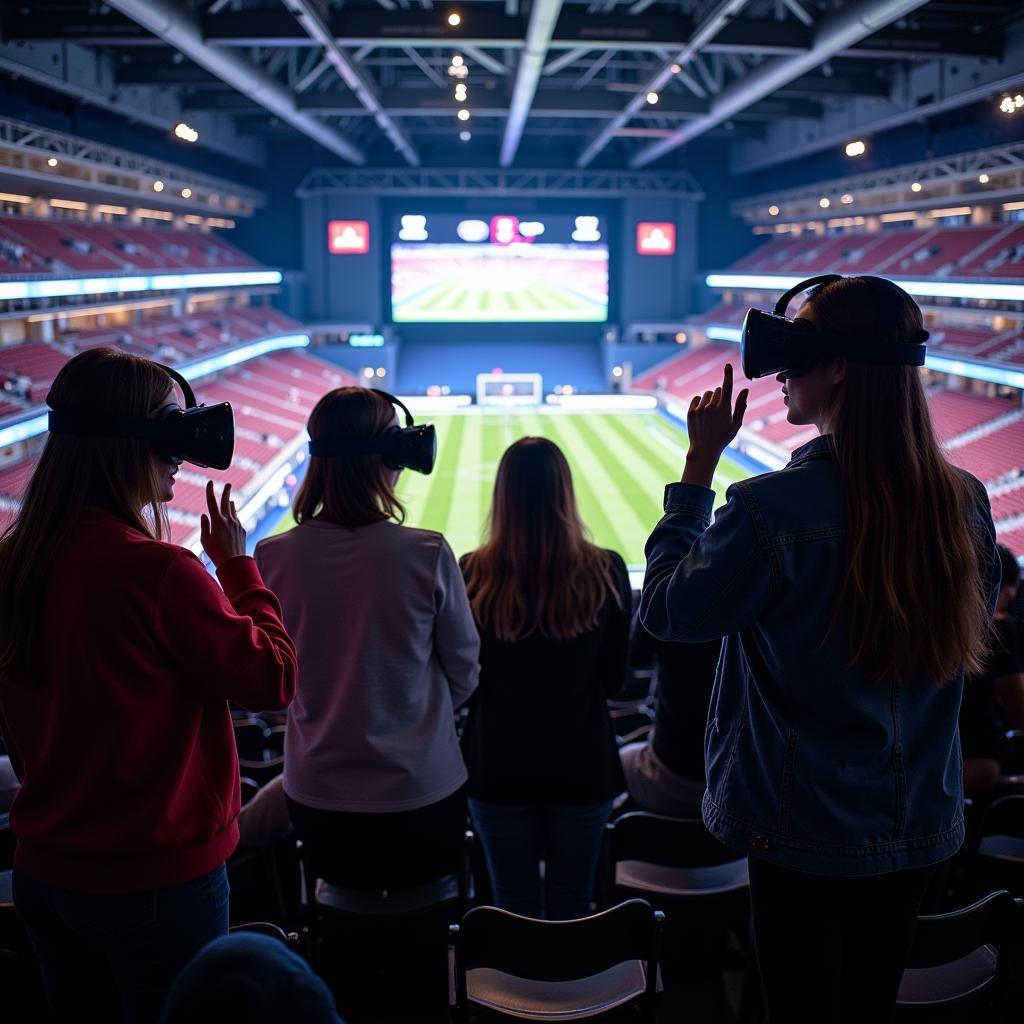 Fans participating in a virtual reality sports giveaway