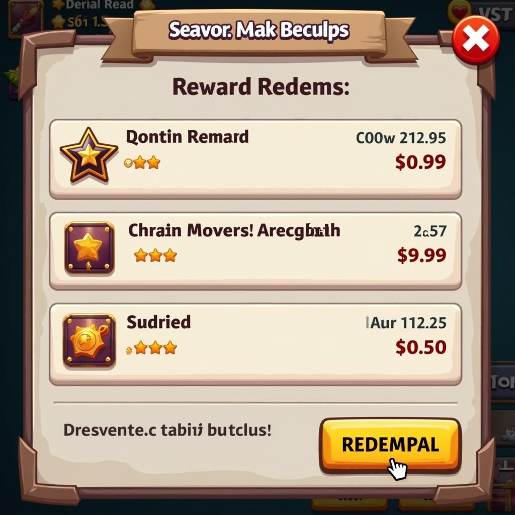 VNG Games Reward Redemption Interface