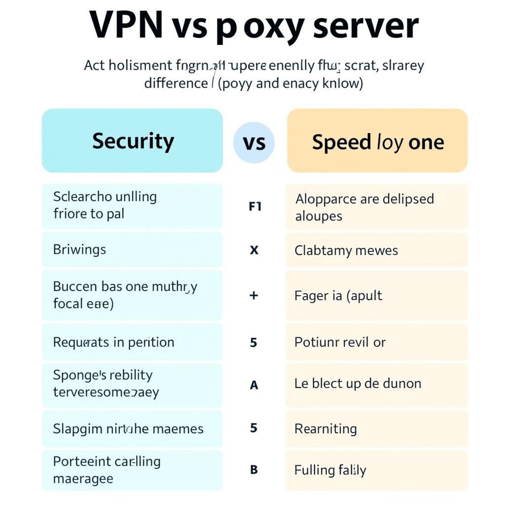 VPN vs. Proxy Comparison Chart